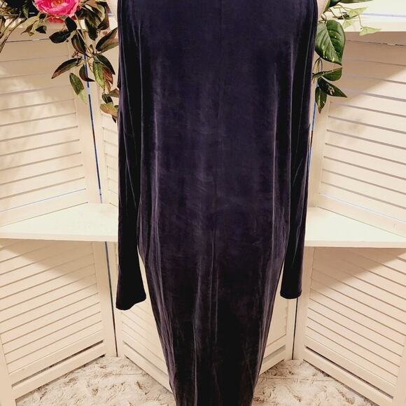 ERI +ALI COCOON BLUE SUEDE SOFT COLD SHOULDER SHIFT DRESS SIZE SMALL - Picture 6 of 8